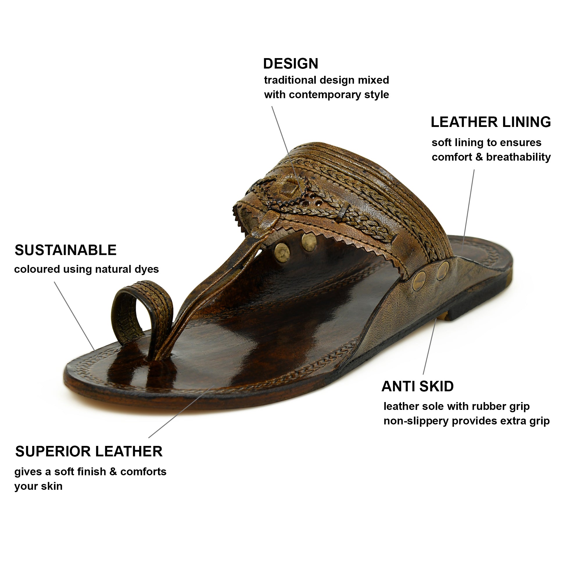 Premium Genuine Leather Kolhapuri Chappal for Men – Handmade, Traditional, Comfortable Ethnic Footwear