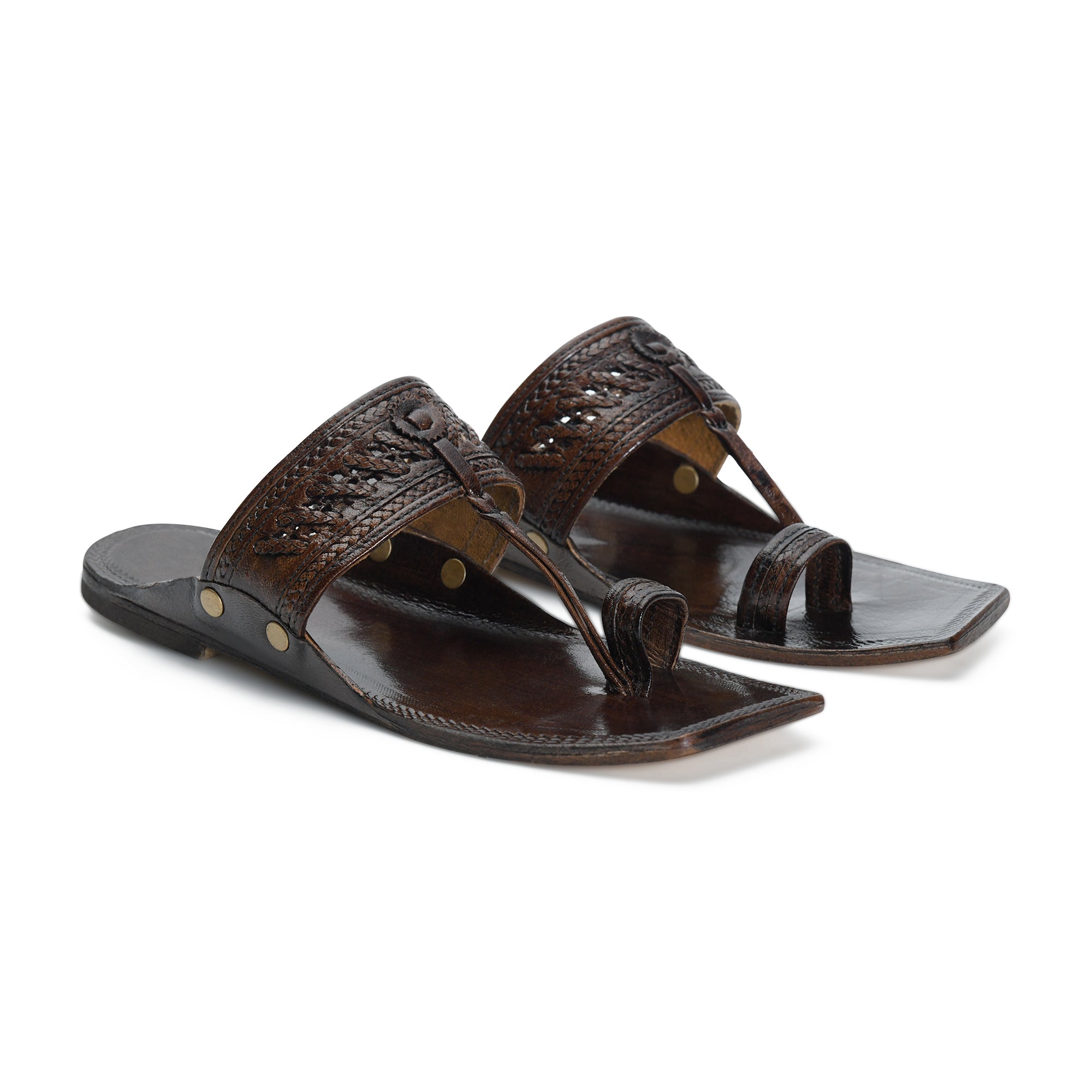 Handmade T-Series Leather Kolhapuri Chappal for Men – Authentic Traditional Footwear