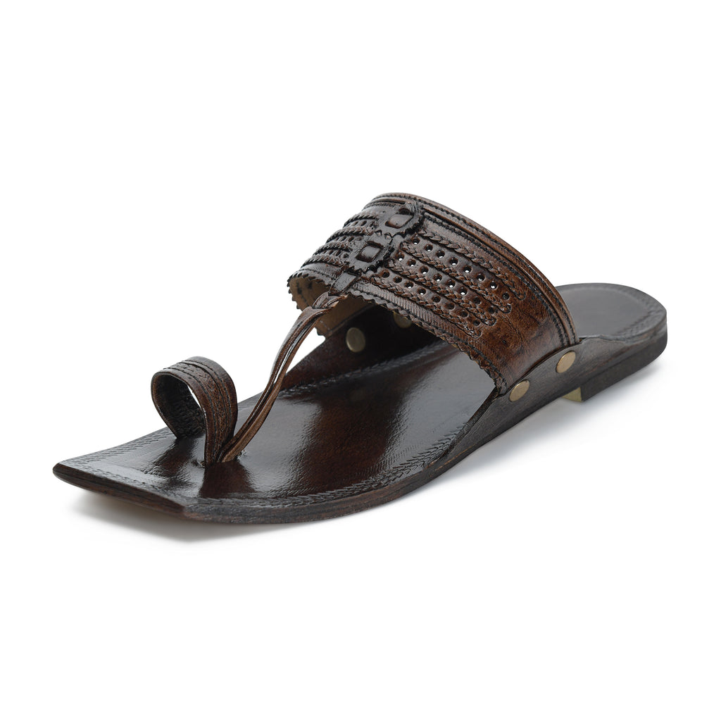 Handmade T-Series Leather Kolhapuri Chappal for Men – Authentic Traditional Footwear