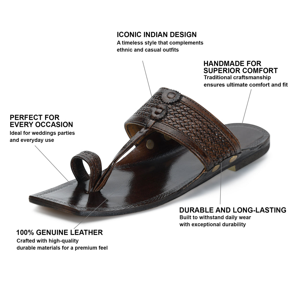 Handmade T-Series Leather Kolhapuri Chappal for Men – Authentic Traditional Footwear