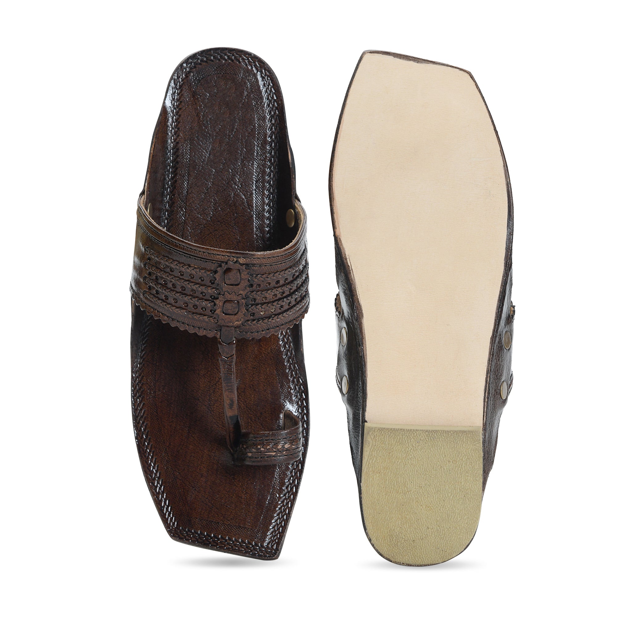 Handmade T-Series Leather Kolhapuri Chappal for Men – Authentic Traditional Footwear