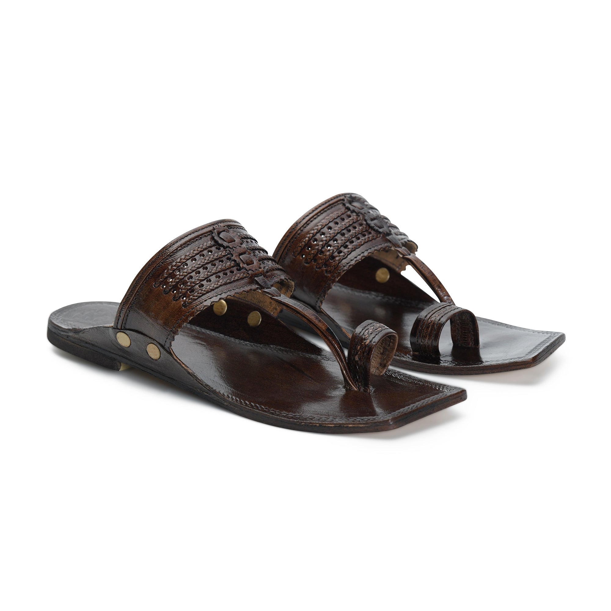 Handmade T-Series Leather Kolhapuri Chappal for Men – Authentic Traditional Footwear