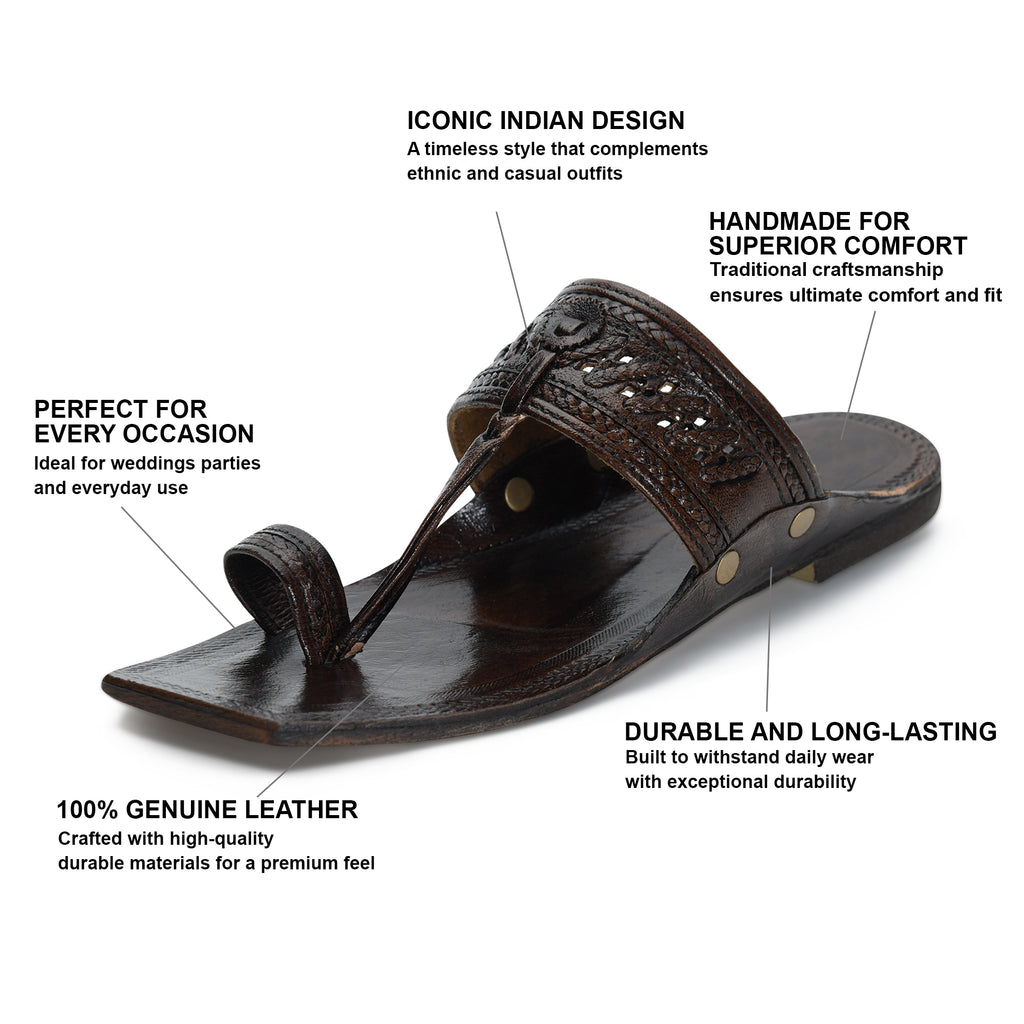 Handmade T-Series Leather Kolhapuri Chappal for Men – Authentic Traditional Footwear