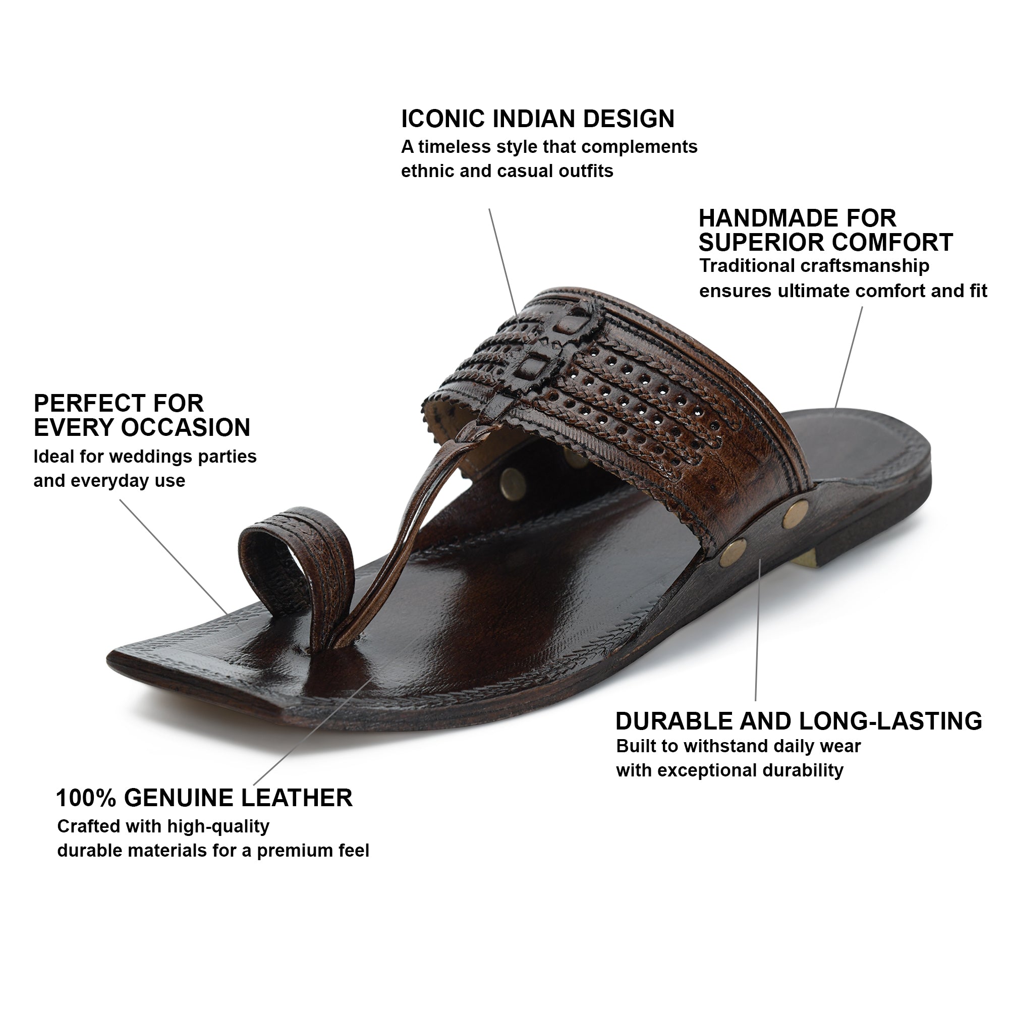 Handmade T-Series Leather Kolhapuri Chappal for Men – Authentic Traditional Footwear